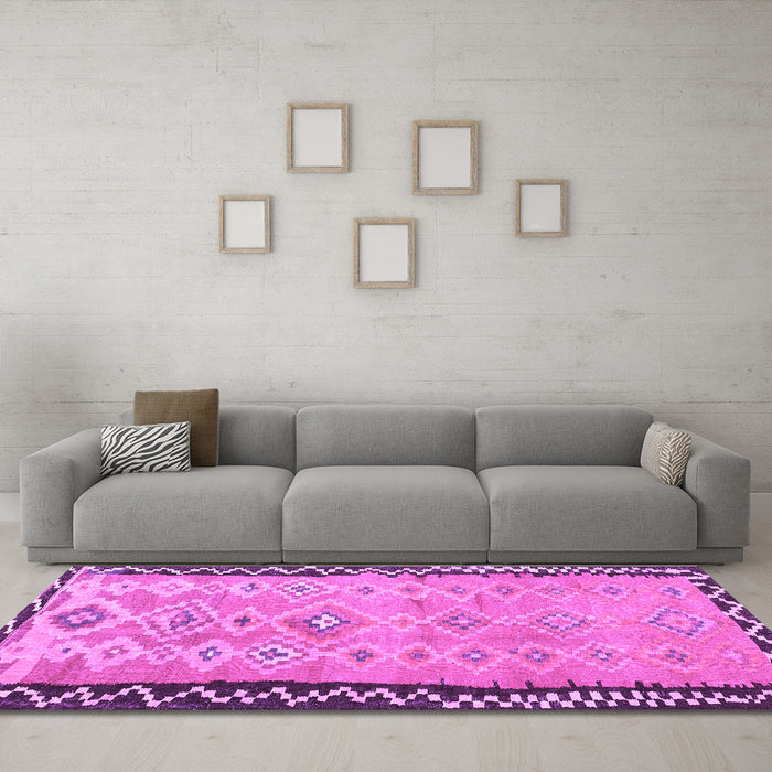 Machine Washable Oriental Purple Traditional Area Rugs in a Living Room, wshcon2022pur