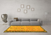 Machine Washable Oriental Yellow Traditional Rug, wshcon2022yw