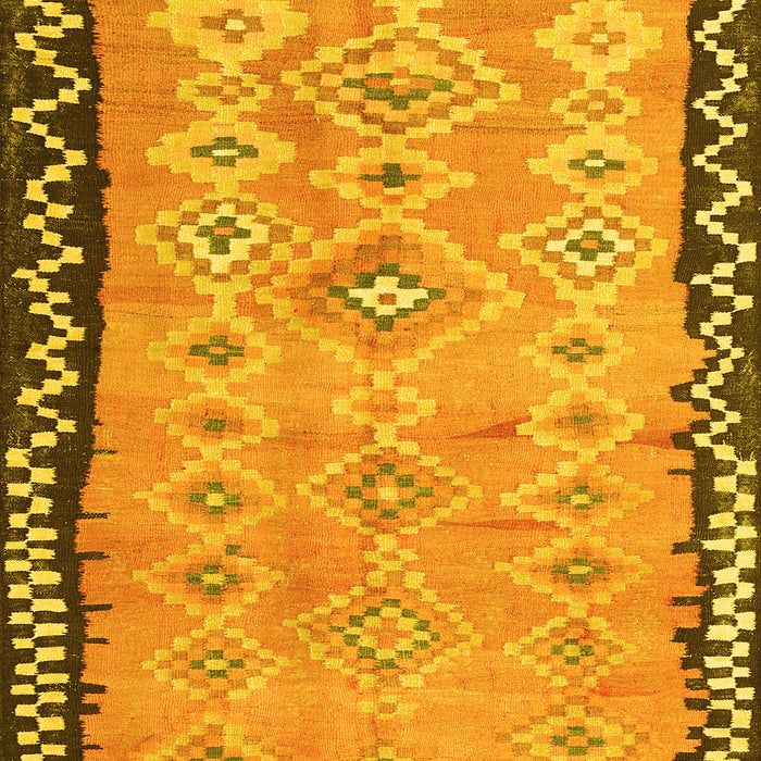 Machine Washable Oriental Yellow Traditional Rug, wshcon2022yw