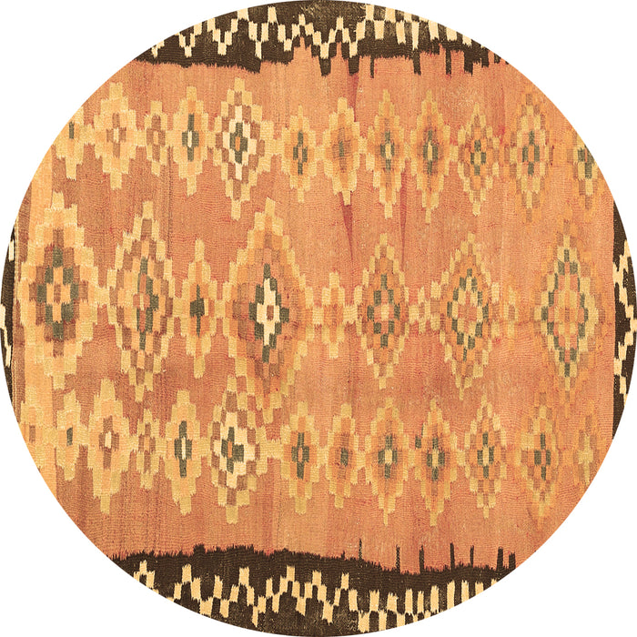 Round Oriental Brown Traditional Rug, con2022brn