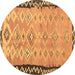 Round Oriental Brown Traditional Rug, con2022brn