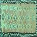 Square Machine Washable Oriental Turquoise Traditional Area Rugs, wshcon2022turq