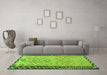 Machine Washable Oriental Green Traditional Area Rugs in a Living Room,, wshcon2022grn