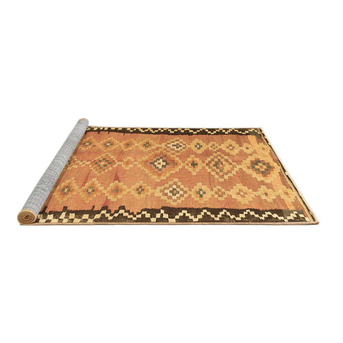 Sideview of Machine Washable Oriental Brown Traditional Rug, wshcon2022brn