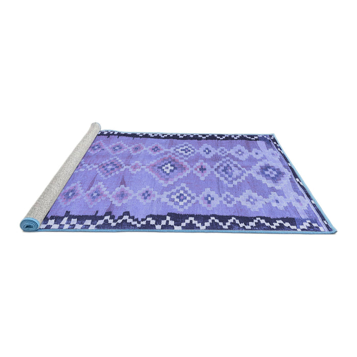 Sideview of Machine Washable Oriental Blue Traditional Rug, wshcon2022blu