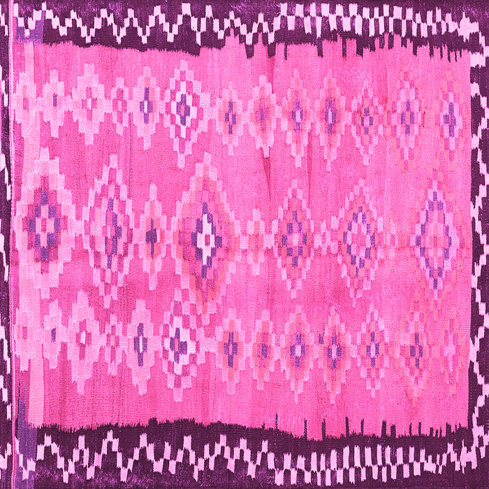 Square Machine Washable Oriental Pink Traditional Rug, wshcon2022pnk