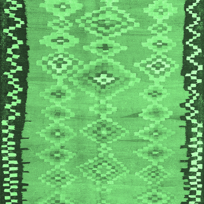 Machine Washable Oriental Emerald Green Traditional Area Rugs, wshcon2022emgrn