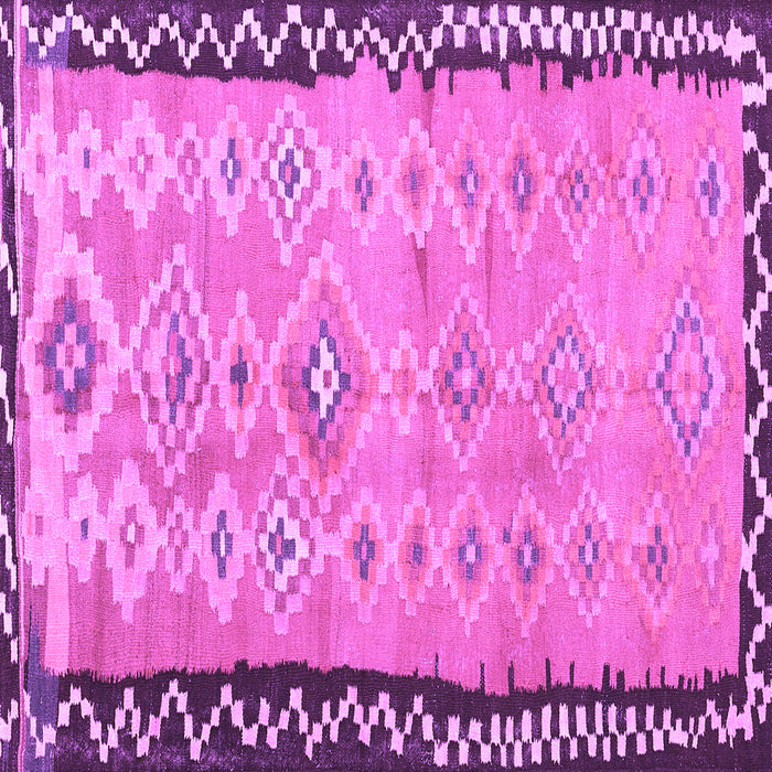 Square Machine Washable Oriental Purple Traditional Area Rugs, wshcon2022pur