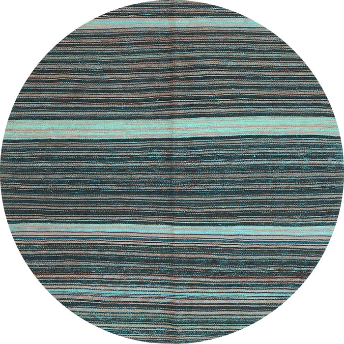 Round Machine Washable Oriental Light Blue Traditional Rug, wshcon2023lblu