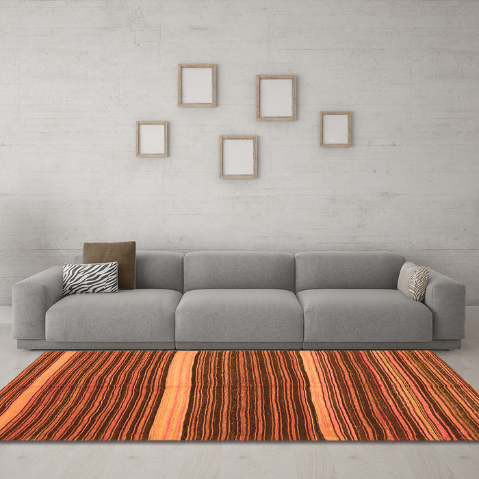 Machine Washable Oriental Orange Traditional Area Rugs in a Living Room, wshcon2023org
