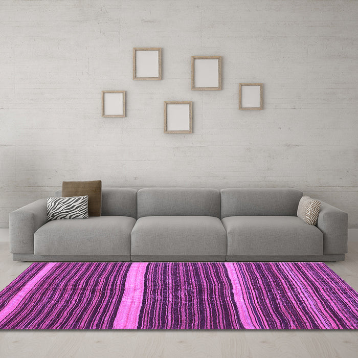 Machine Washable Oriental Purple Traditional Area Rugs in a Living Room, wshcon2023pur