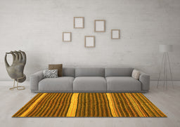 Machine Washable Oriental Yellow Traditional Rug in a Living Room, wshcon2023yw
