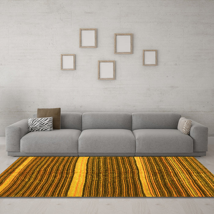 Machine Washable Oriental Yellow Traditional Rug in a Living Room, wshcon2023yw