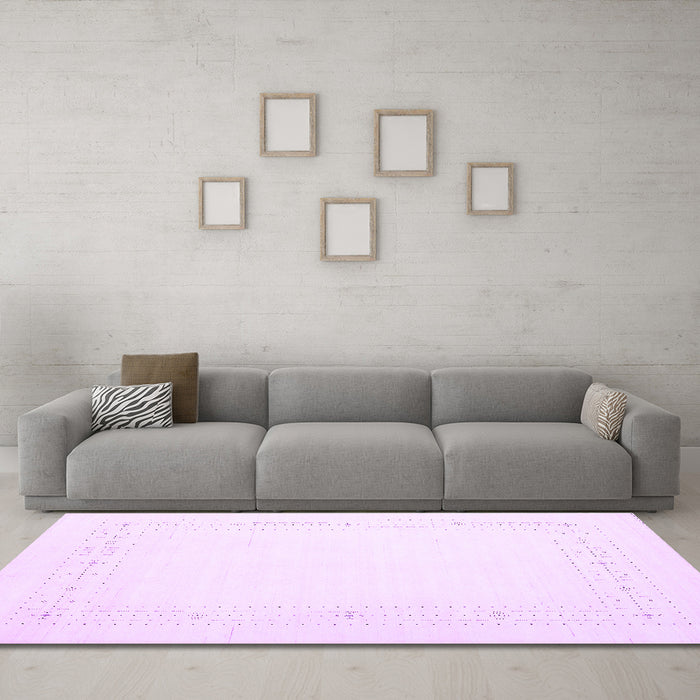 Machine Washable Solid Purple Modern Area Rugs in a Living Room, wshcon2024pur