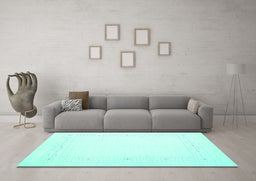Machine Washable Solid Turquoise Modern Area Rugs in a Living Room,, wshcon2024turq
