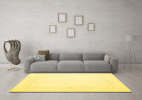 Machine Washable Solid Yellow Modern Rug, wshcon2024yw