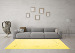 Machine Washable Solid Yellow Modern Rug in a Living Room, wshcon2024yw