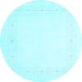 Round Solid Light Blue Modern Rug, con2024lblu