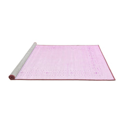 Sideview of Machine Washable Solid Pink Modern Rug, wshcon2024pnk