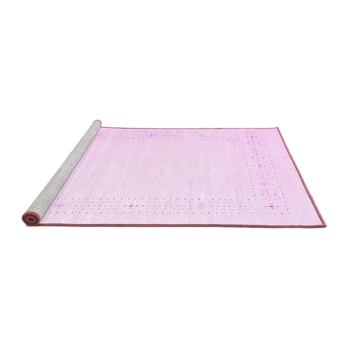 Sideview of Machine Washable Solid Pink Modern Rug, wshcon2024pnk