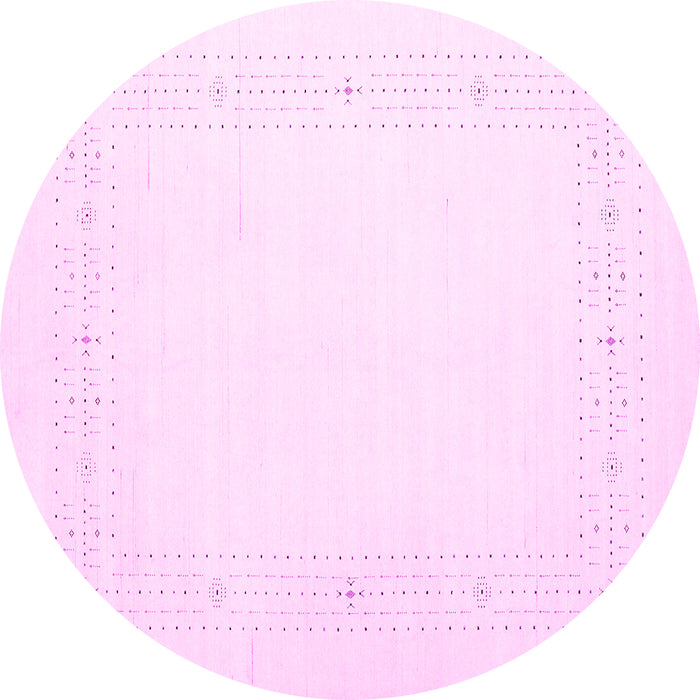 Round Machine Washable Solid Pink Modern Rug, wshcon2024pnk