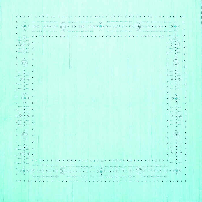 Square Machine Washable Solid Turquoise Modern Area Rugs, wshcon2024turq