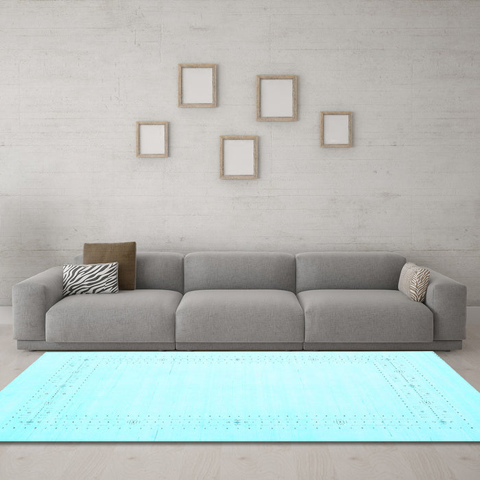Machine Washable Solid Light Blue Modern Rug in a Living Room, wshcon2024lblu