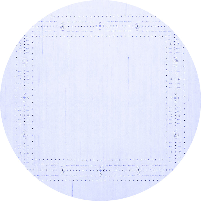 Round Solid Blue Modern Rug, con2024blu