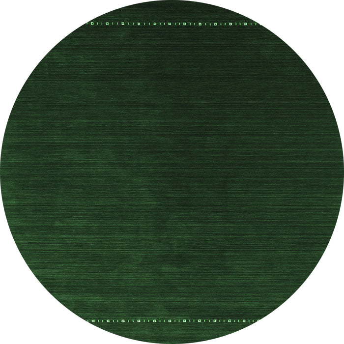Round Machine Washable Abstract Emerald Green Contemporary Area Rugs, wshcon2025emgrn