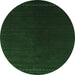 Round Machine Washable Abstract Emerald Green Contemporary Area Rugs, wshcon2025emgrn