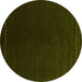 Round Abstract Yellow Contemporary Rug, con2025yw