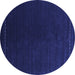 Round Machine Washable Abstract Blue Contemporary Rug, wshcon2025blu