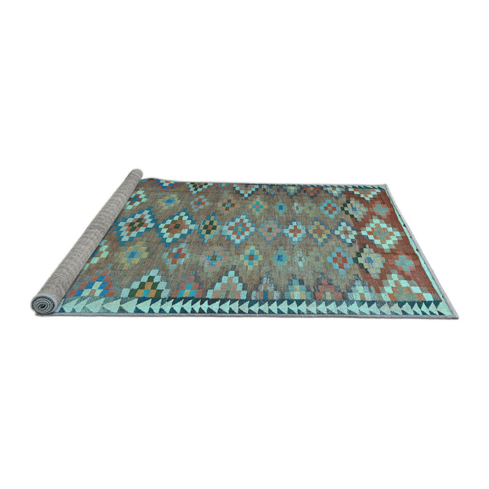 Sideview of Machine Washable Oriental Light Blue Traditional Rug, wshcon2026lblu