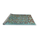 Sideview of Machine Washable Oriental Light Blue Traditional Rug, wshcon2026lblu