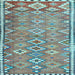 Square Oriental Light Blue Traditional Rug, con2026lblu