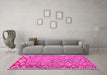 Machine Washable Oriental Pink Traditional Rug in a Living Room, wshcon2026pnk