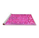 Sideview of Machine Washable Oriental Pink Traditional Rug, wshcon2026pnk