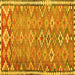 Square Machine Washable Oriental Yellow Traditional Rug, wshcon2026yw