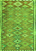 Serging Thickness of Machine Washable Oriental Green Traditional Area Rugs, wshcon2026grn