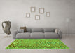 Machine Washable Oriental Green Traditional Area Rugs in a Living Room,, wshcon2026grn