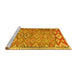 Sideview of Machine Washable Oriental Yellow Traditional Rug, wshcon2026yw