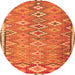 Square Oriental Orange Traditional Rug, con2026org