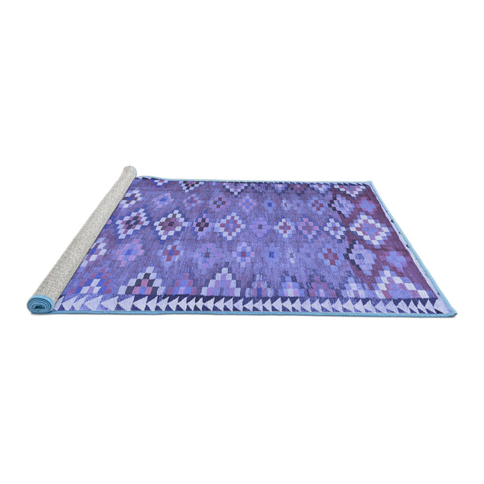 Sideview of Machine Washable Oriental Blue Traditional Rug, wshcon2026blu