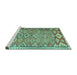 Sideview of Machine Washable Oriental Turquoise Traditional Area Rugs, wshcon2026turq