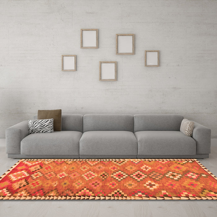 Machine Washable Oriental Orange Traditional Area Rugs in a Living Room, wshcon2026org