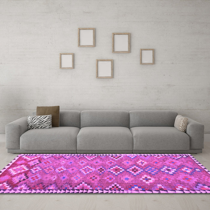 Machine Washable Oriental Purple Traditional Area Rugs in a Living Room, wshcon2026pur