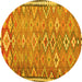 Round Oriental Yellow Traditional Rug, con2026yw