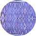 Round Machine Washable Oriental Blue Traditional Rug, wshcon2026blu