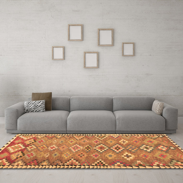 Machine Washable Oriental Brown Traditional Rug in a Living Room,, wshcon2026brn