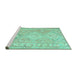 Sideview of Machine Washable Oriental Turquoise Traditional Area Rugs, wshcon2027turq